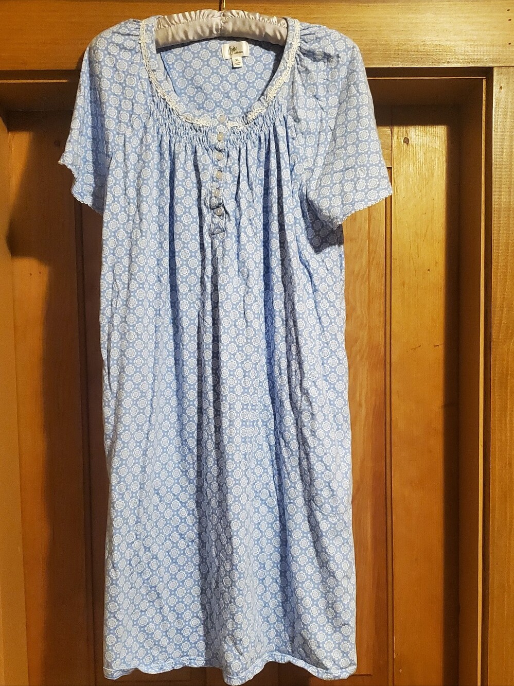 Dalia Collection Blue Floral Nightdress with White Blossoms Aria Womens Sz Xl